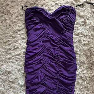 Purple Sweetheart neckline Ruched Dress